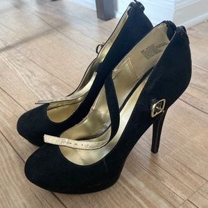 Material girl suede platform heels